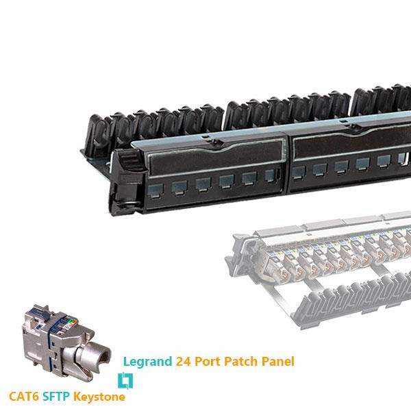 پچ پنل 24 پورت لگراند به همراه کیستون شبکه Cat6 SFTP لگراند